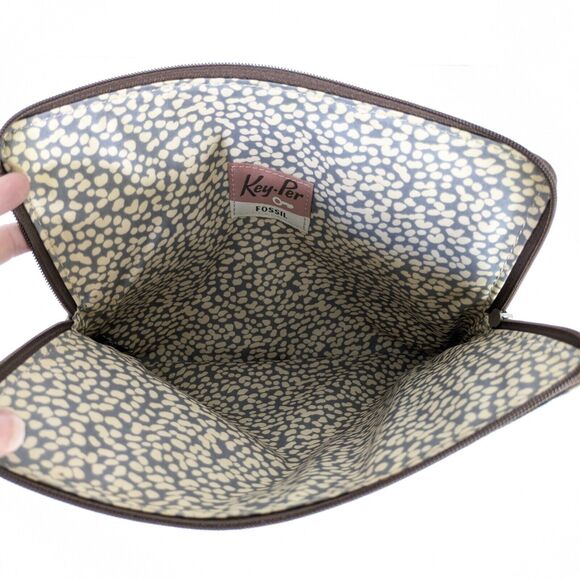 Fossil Key-Per Zipper Tablet iPad Makeup Case 8.5” X 10” Coated Canvas Floral - Picture 4 of 12